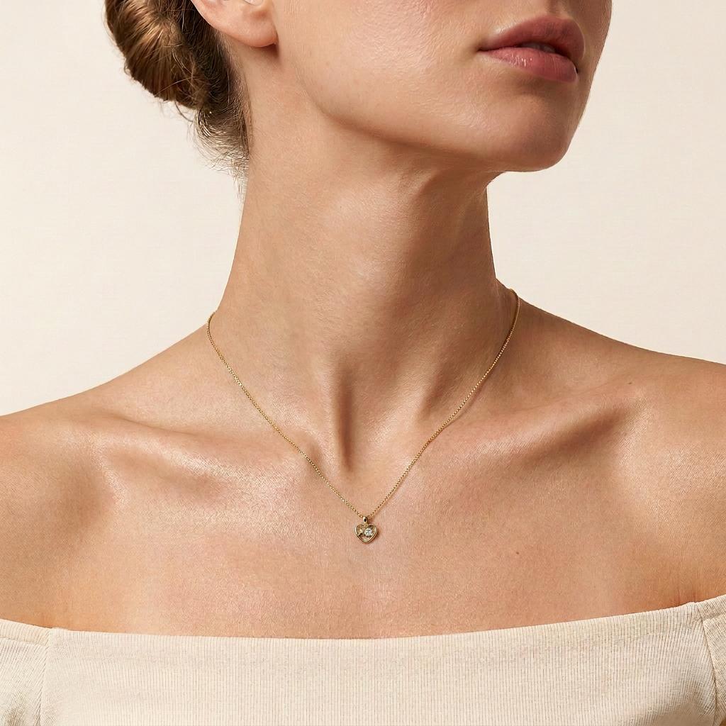1CT Round Cut Lab Grown Diamond Heart Pendant Necklace