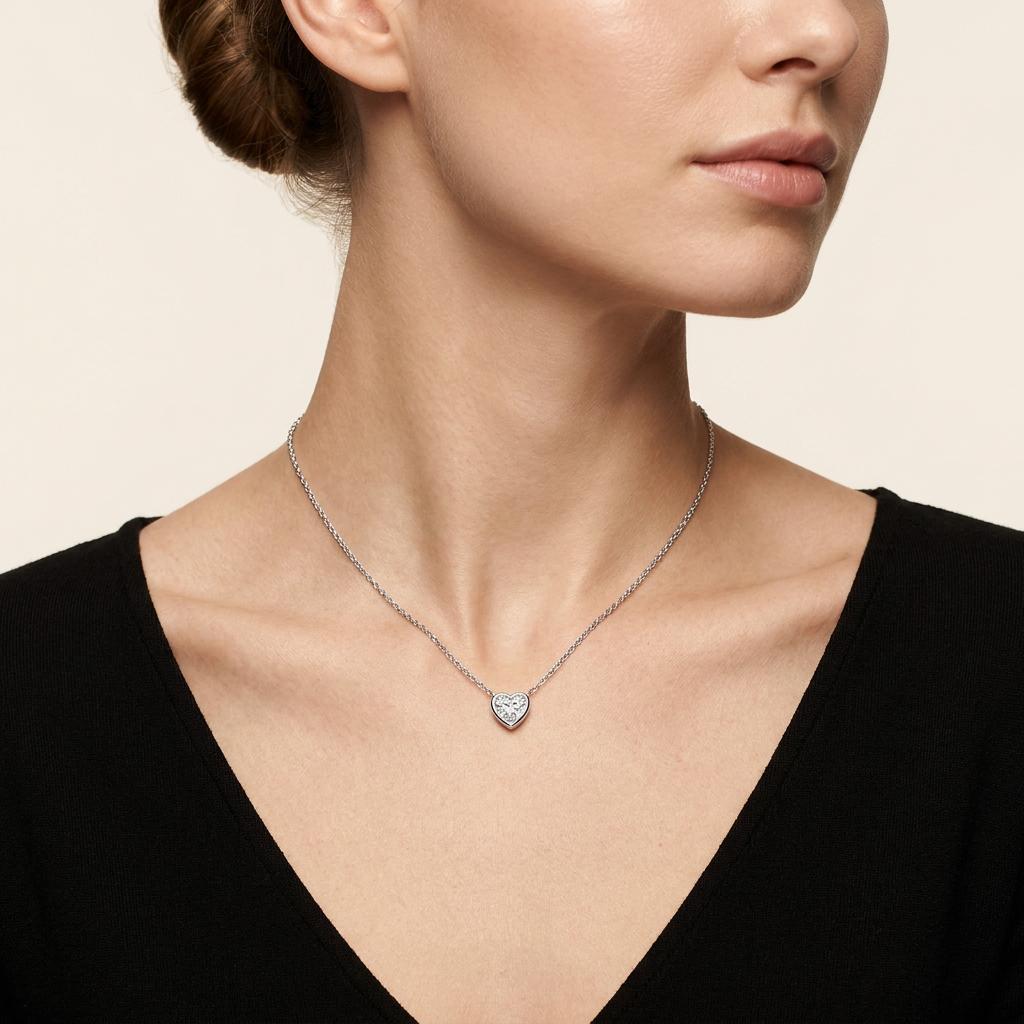 1CT Heart Cut Lab Grown Diamond Pendant Necklace