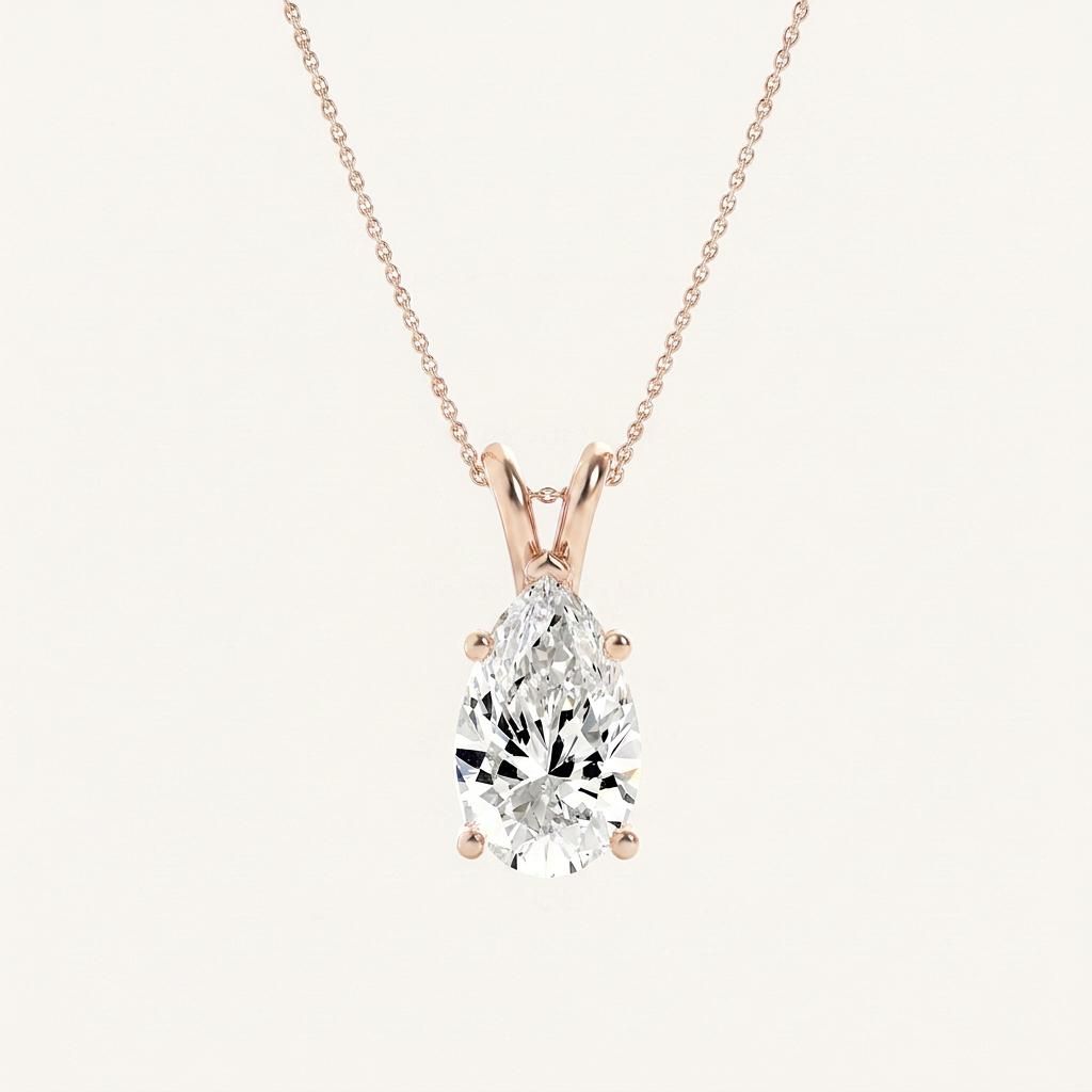 1CT Pear Cut Lab Grown Diamond Pendant Necklace