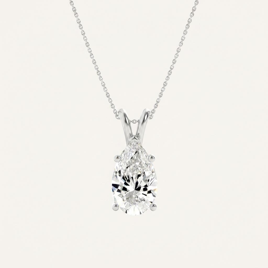 2CT Pear Cut Lab Grown Diamond Pendant Necklace