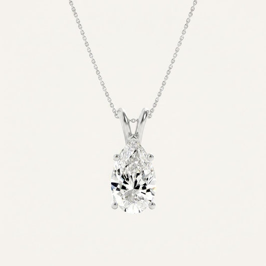 2CT Pear Cut Lab Grown Diamond Pendant Necklace