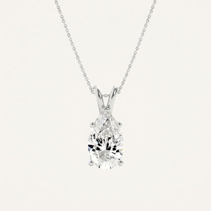 1CT Pear Cut Lab Grown Diamond Pendant Necklace