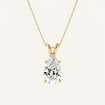 1CT Pear Cut Lab Grown Diamond Pendant Necklace