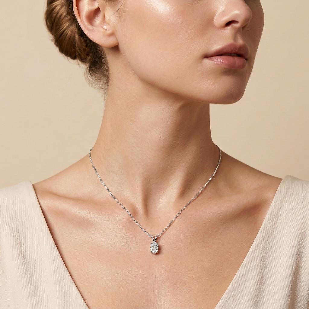 2CT Pear Cut Lab Grown Diamond Pendant Necklace