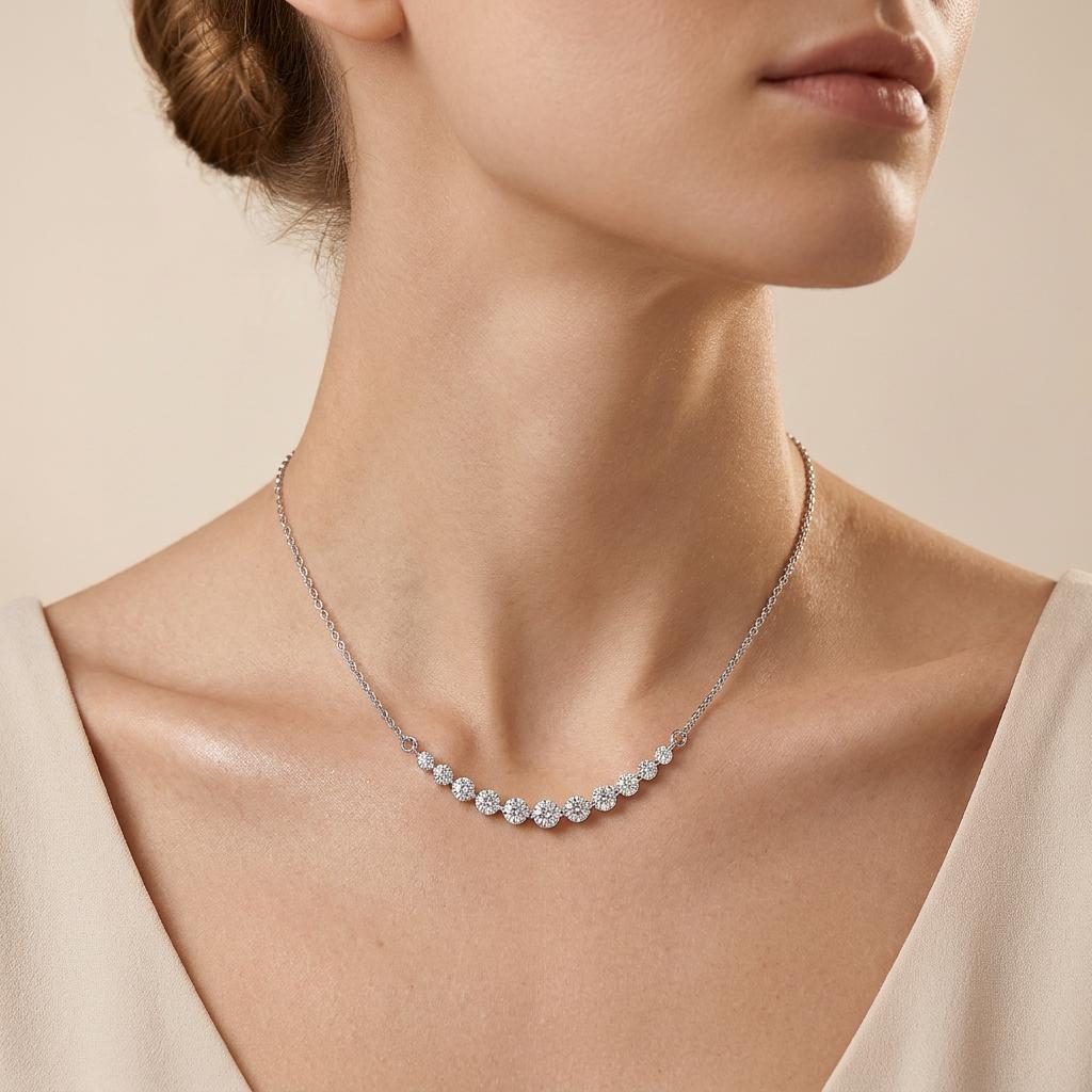 3CT Round Cut Lab Grown Diamond Necklace