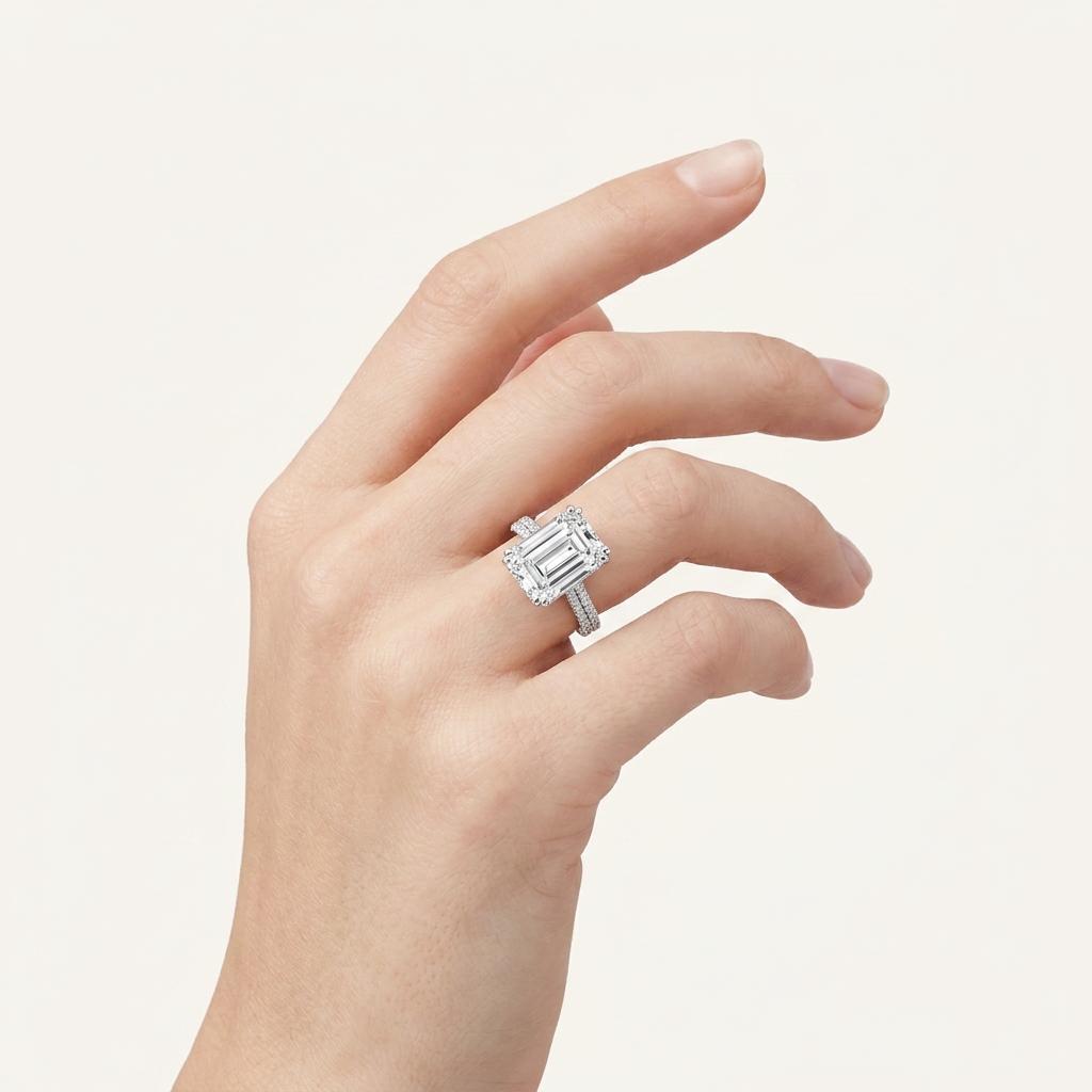 1.5CT Emerald Cut Lab Grown Diamond Solitaire Ring