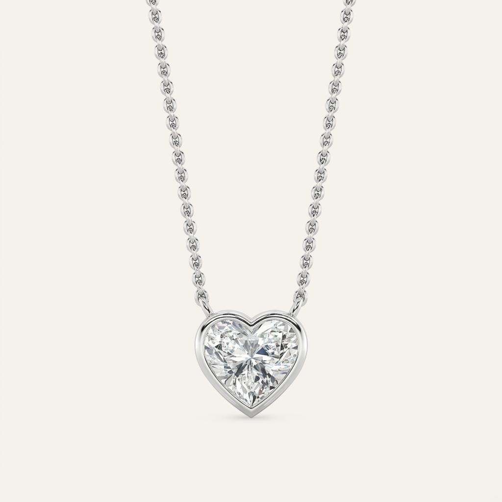 1CT Heart Cut Lab Grown Diamond Pendant Necklace