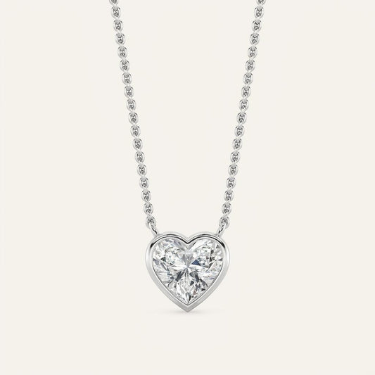 1CT Heart Cut Lab Grown Diamond Pendant Necklace