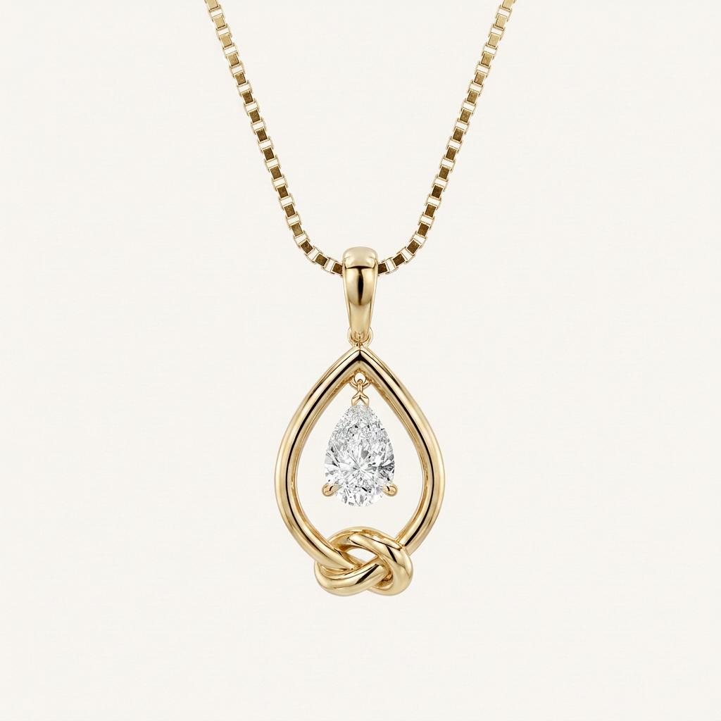 1CT Pear Cut Lab Grown Diamond Pendant Necklace
