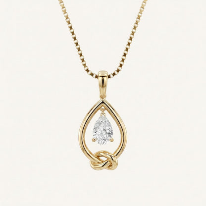 1CT Pear Cut Lab Grown Diamond Pendant Necklace