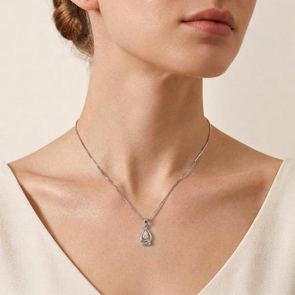 1CT Pear Cut Lab Grown Diamond Pendant Necklace