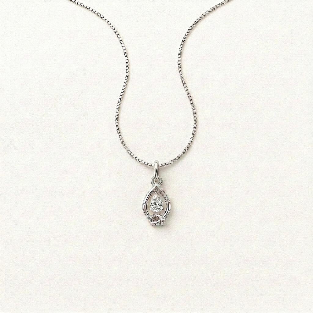 1CT Pear Cut Lab Grown Diamond Pendant Necklace