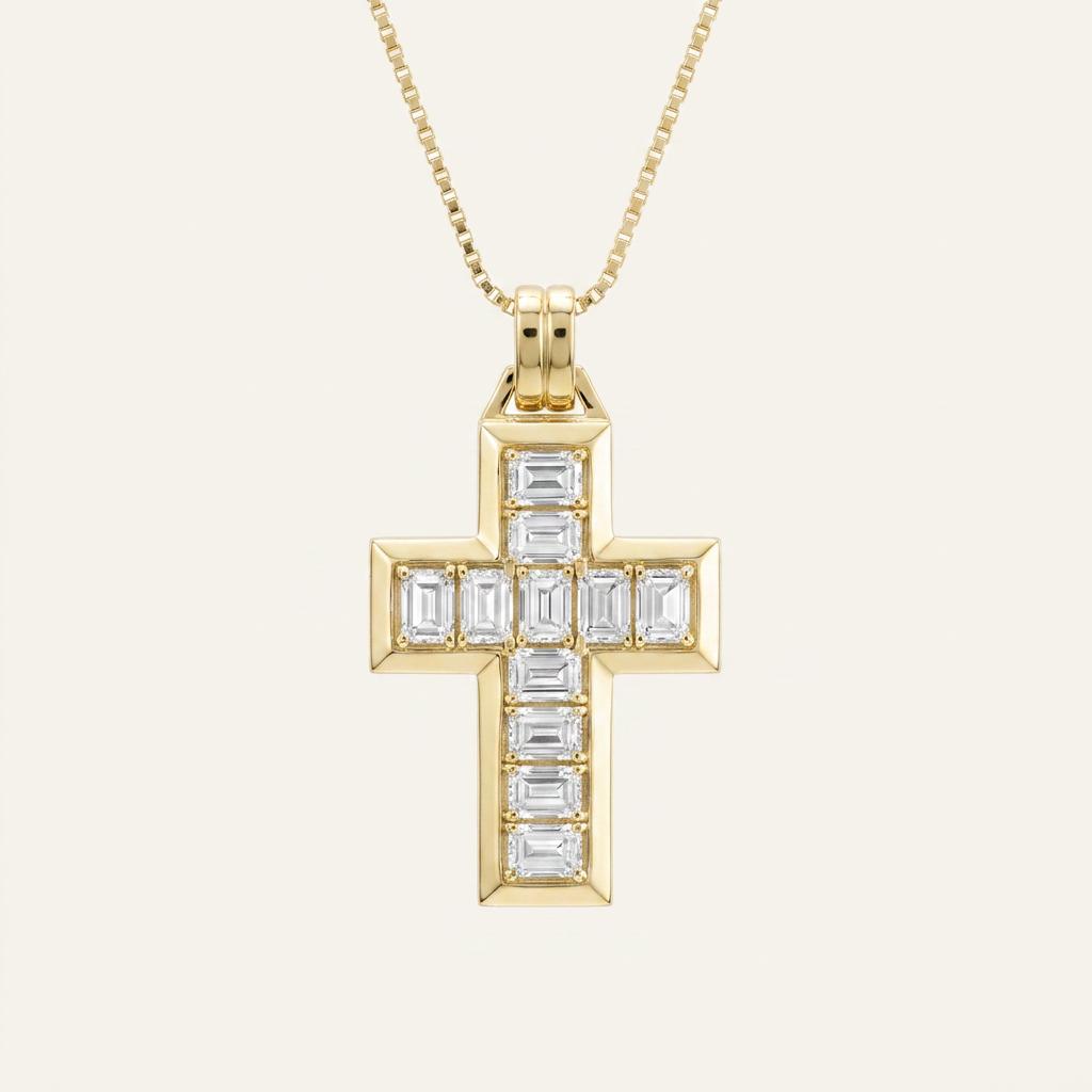3CT Emerald Cut Lab Grown Diamond Pendant Necklace