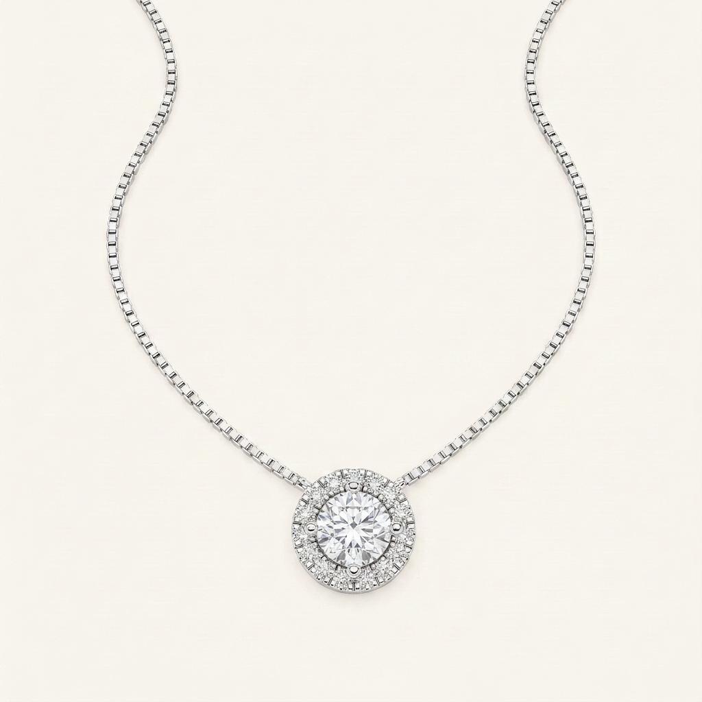 1.25CT Round Cut Lab Grown Diamond Pendant Necklace