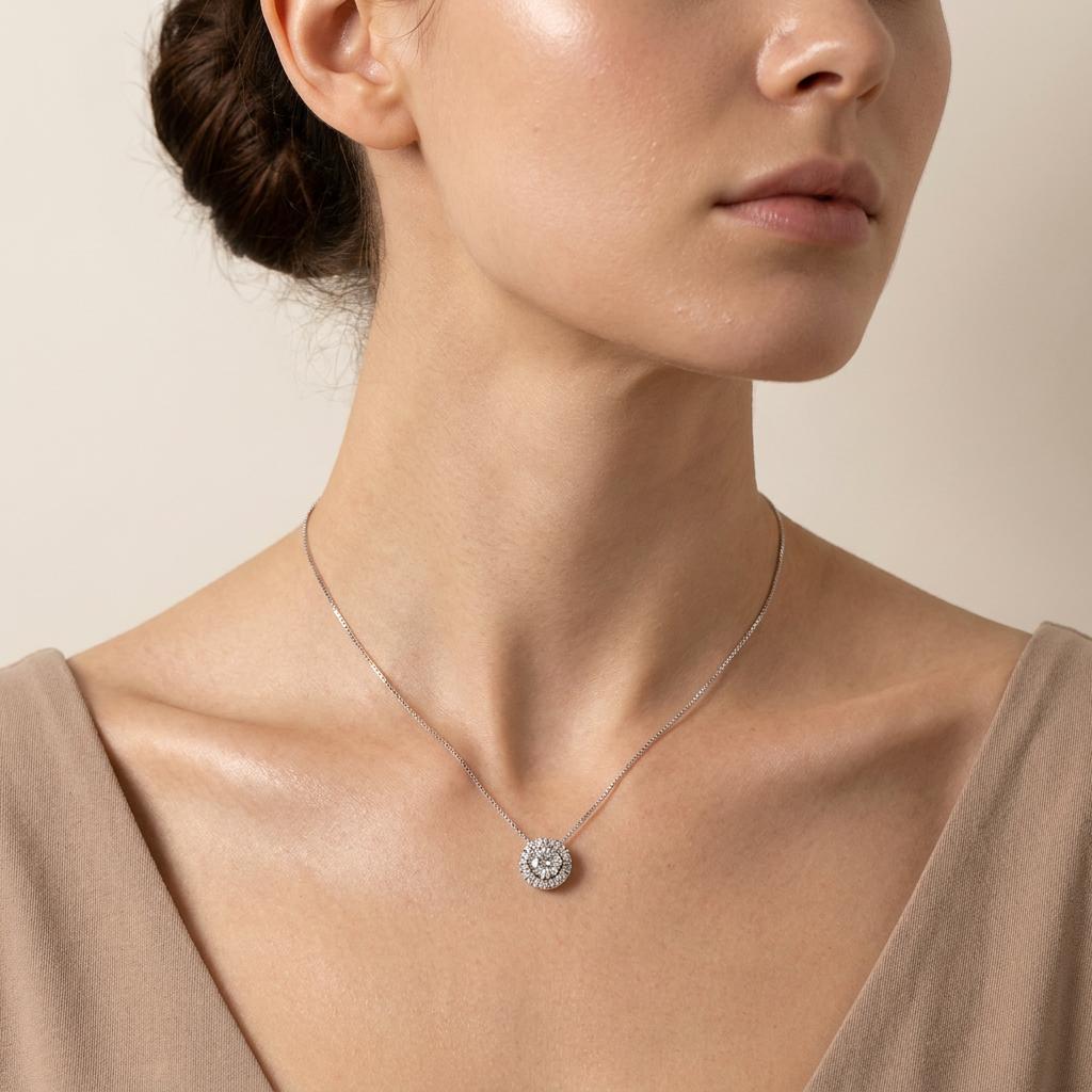 1.25CT Round Cut Lab Grown Diamond Pendant Necklace