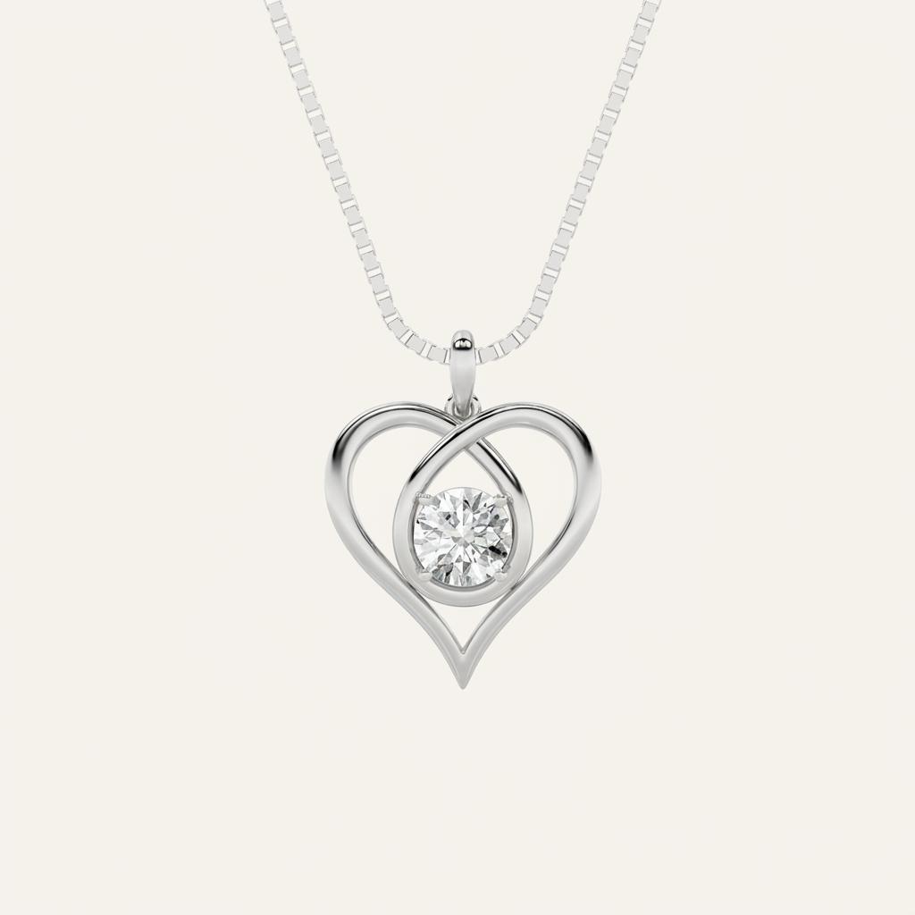 1.5CT Round Cut Lab Grown Diamond Pendant Heart Necklace