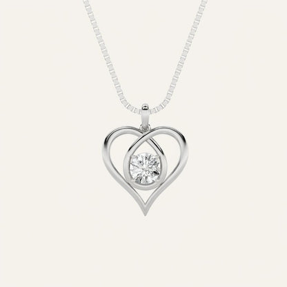 1.5CT Round Cut Lab Grown Diamond Pendant Heart Necklace