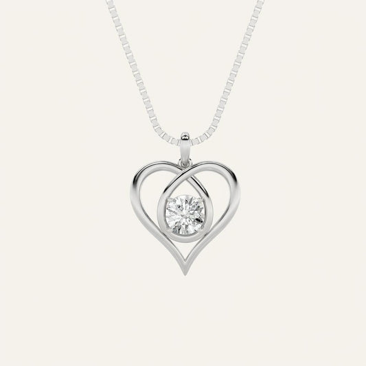 1.5CT Round Cut Lab Grown Diamond Pendant Heart Necklace