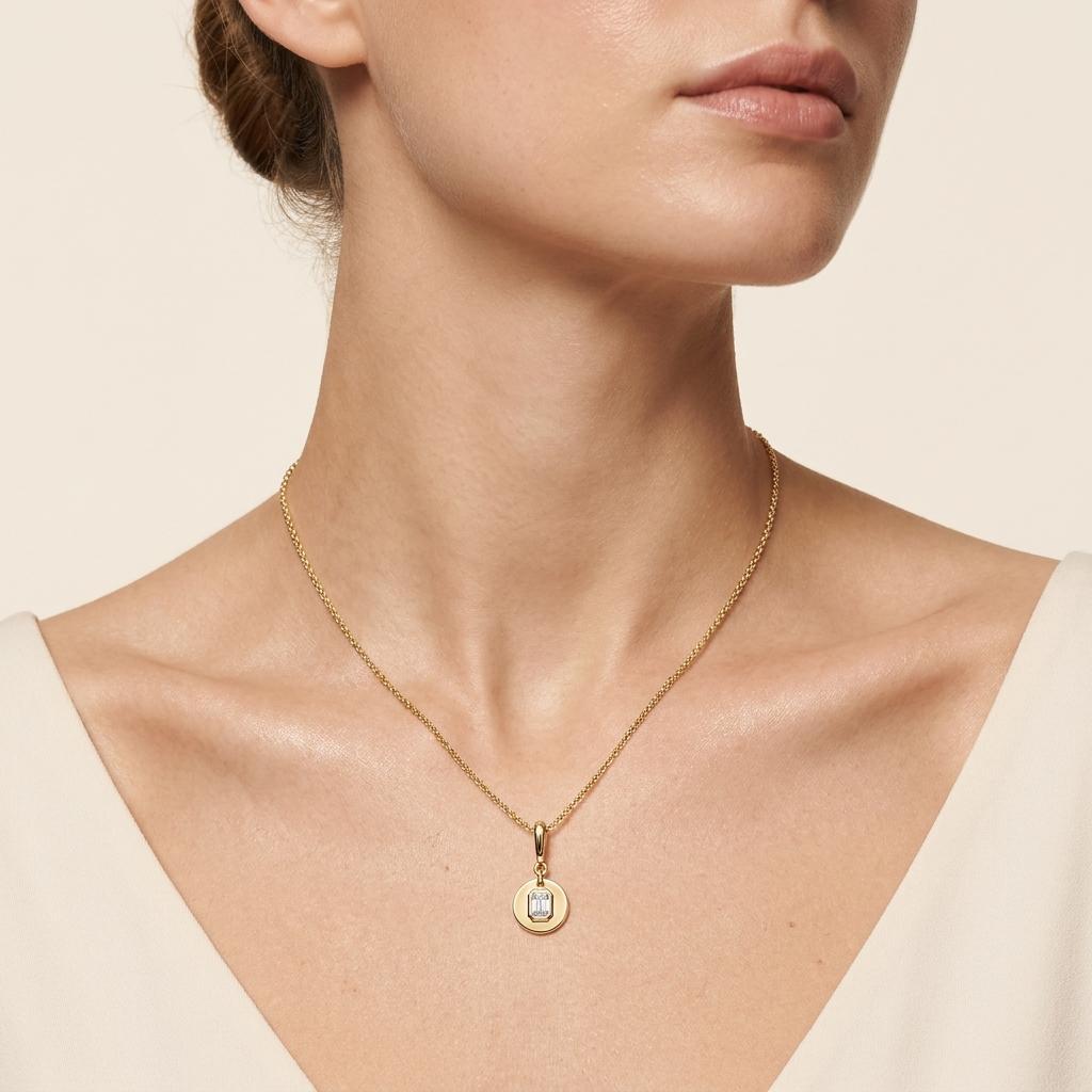 1 Ct Emerald Lab Grown Diamond Dog Tag Pendant Necklace