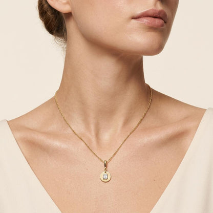 1 Ct Emerald Lab Grown Diamond Dog Tag Pendant Necklace