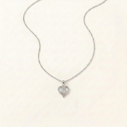 1.5CT Round Cut Lab Grown Diamond Pendant Heart Necklace