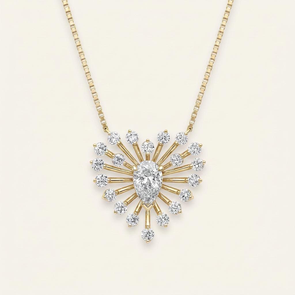 1.5CT Pear Cut Lab Grown Diamond Pendant Necklace