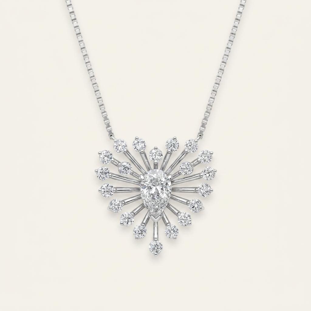 1.5CT Pear Cut Lab Grown Diamond Pendant Necklace
