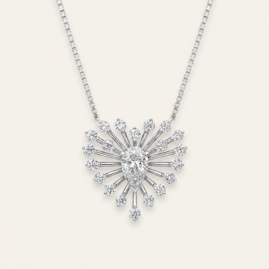 1.5CT Pear Cut Lab Grown Diamond Pendant Necklace