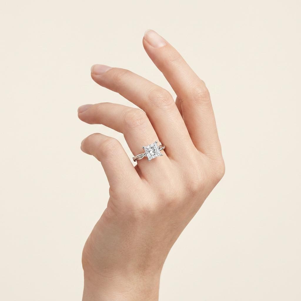 3CT Princess Cut Lab Grown Diamond Solitaire Engagement Ring