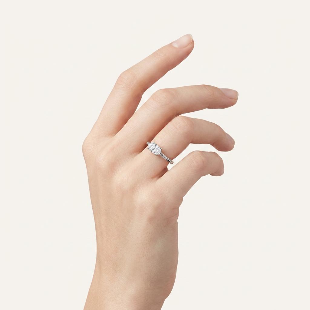 0.5CT Marquise Cut Lab Grown Diamond Petite Solitaire Engagement Ring