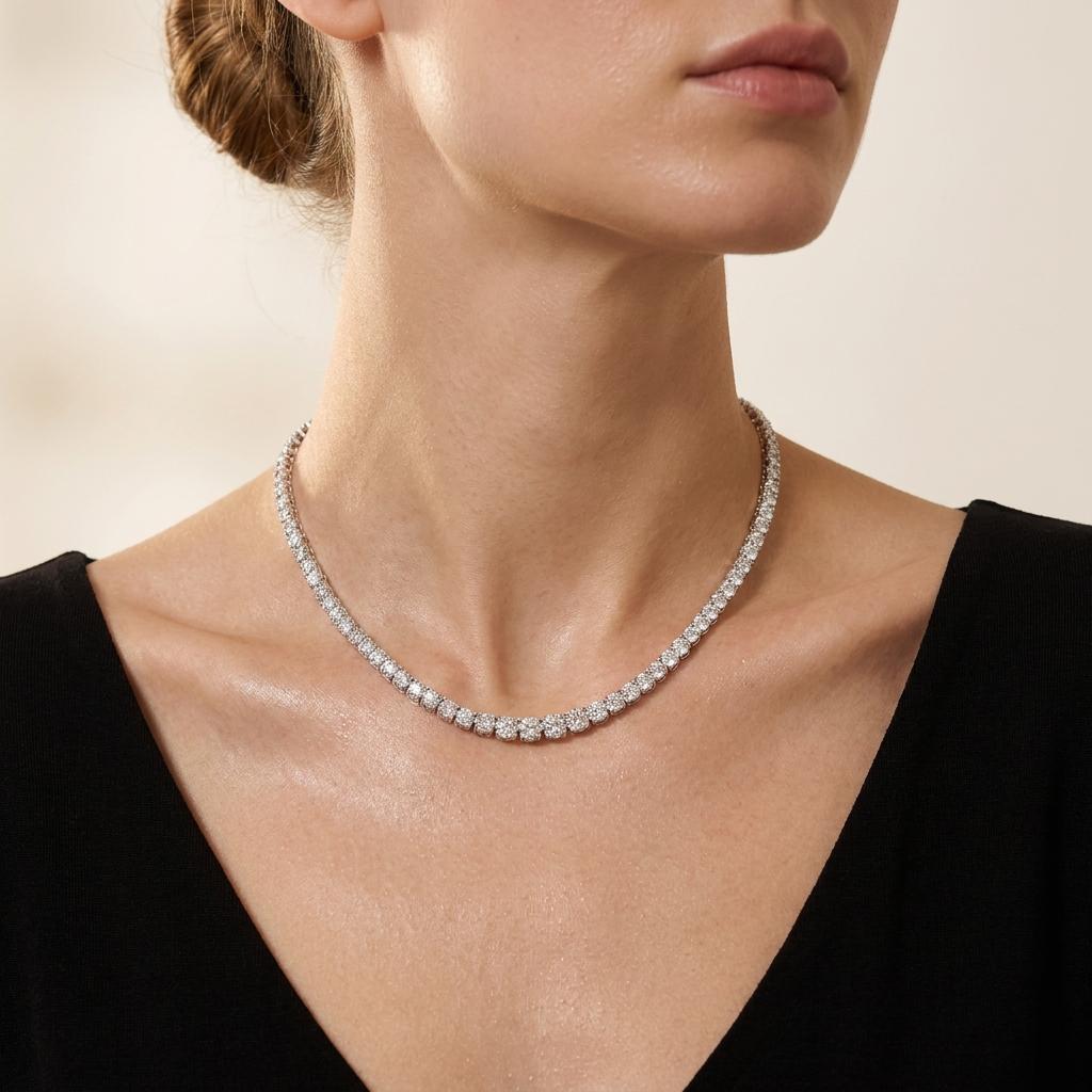 10CT Round Cut Lab Grown Diamond Tennis Necklace