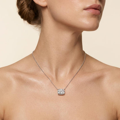 2CT Elongated Cushion Lab Grown Diamond Necklace