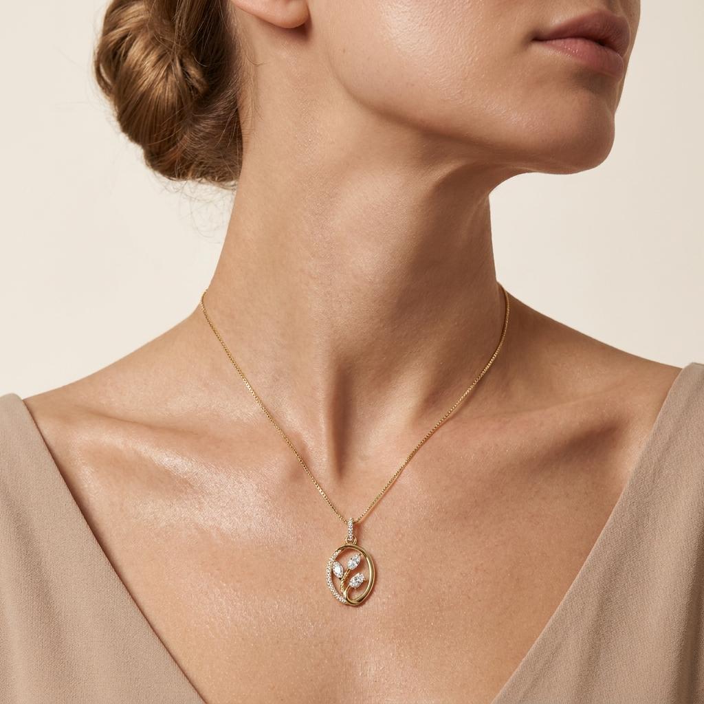 1CT Oval Cut Lab Grown Diamond Pendant Necklace