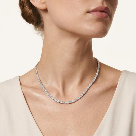 25CT Round Cut Lab Grown Diamond Tennis Necklace
