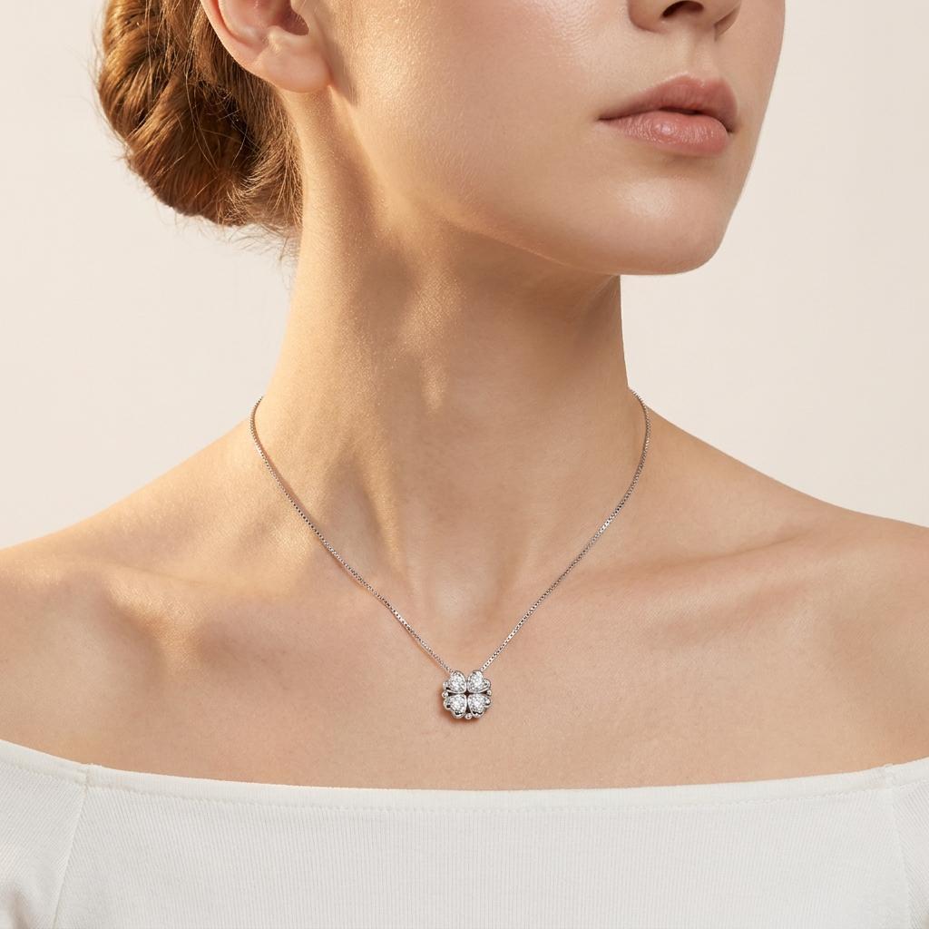 1 CT Round Cut Lab Grown Diamond Statement Necklace