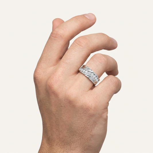 1CT Round Cut Lab Grown Diamond Men's Band