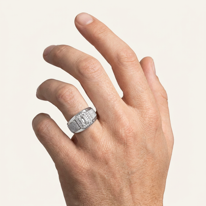 1.82CT Emerald Cut Certified Lab Grown Diamond Halo Cluster Men's Ring