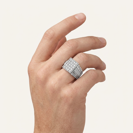 1.50CT Round Cut Lab Grown Diamond Cluster Men's Ring