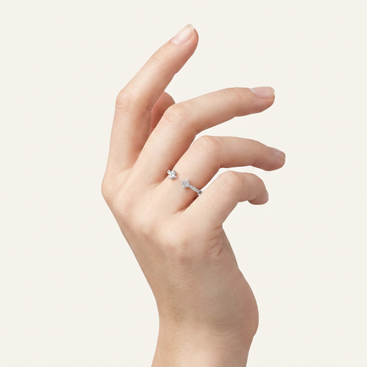 0.20CT Princess Cut Certified Lab Grown Diamond Enhancer Toi et Moi