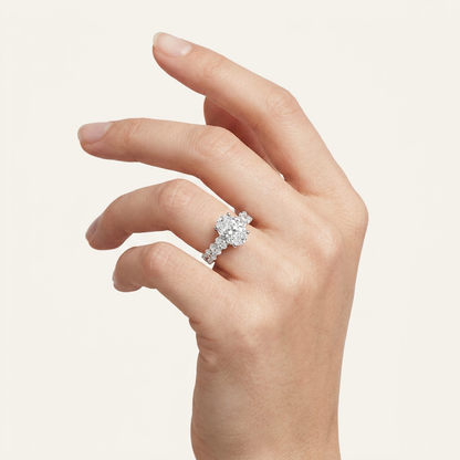 6.6CT Oval Cut Certified Lab Grown Diamond Cluster Ring