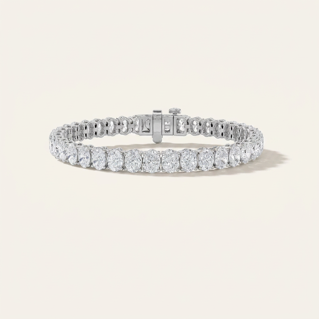15CT Oval Cut Lab Grown Diamond Tennis Bracelet