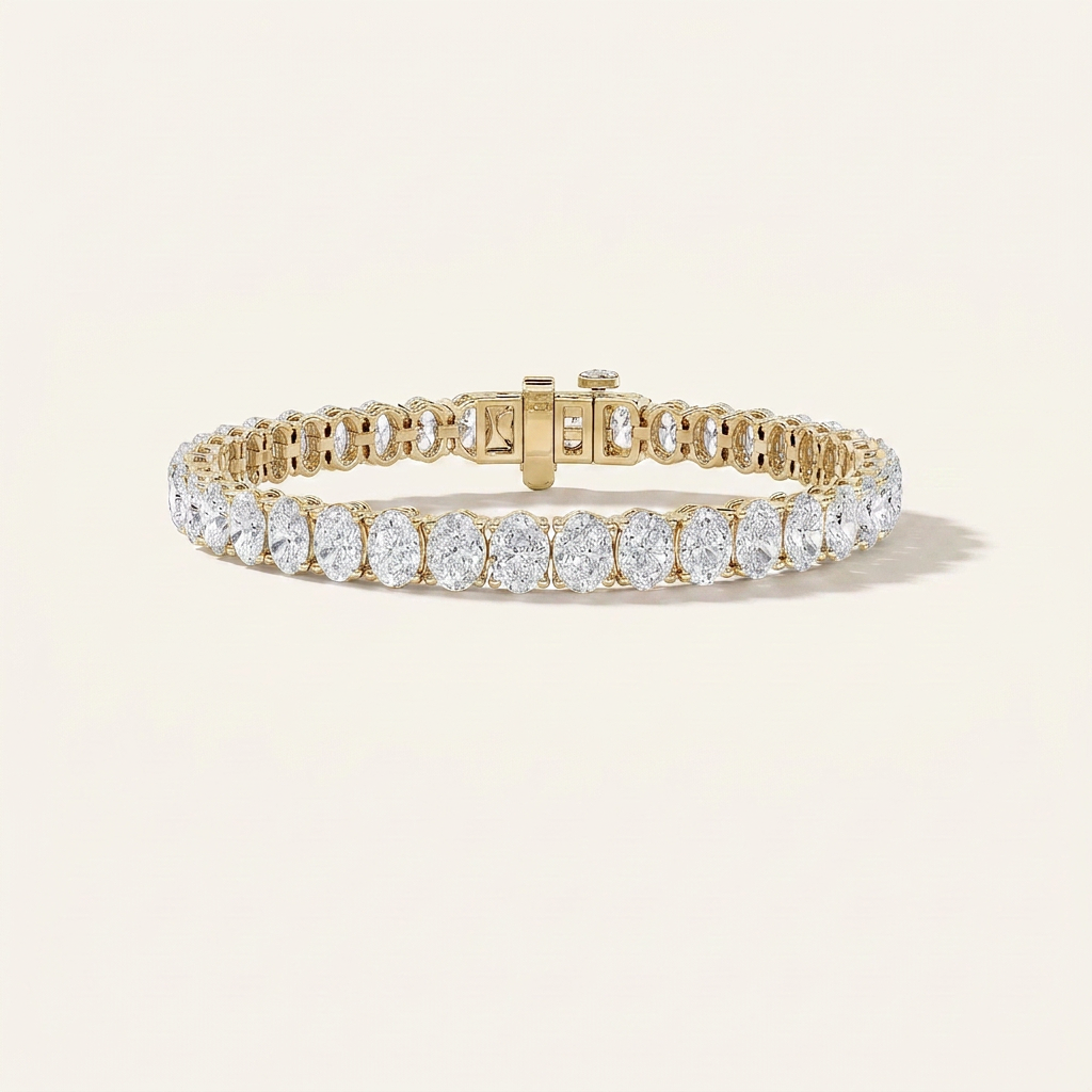 15CT Oval Cut Lab Grown Diamond Tennis Bracelet
