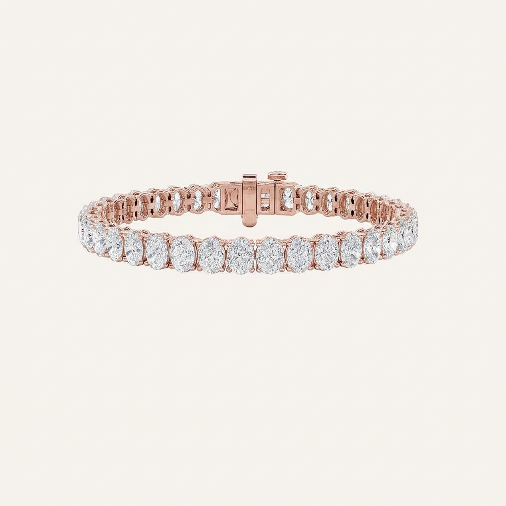 16.5CT Oval Cut Lab Grown Diamond Tennis Bracelet