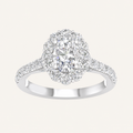 2.00CT Oval Cut Lab Grown Diamond Halo Side Stone Ring