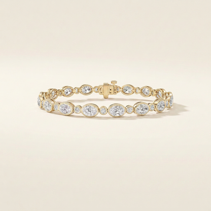 8CT Oval And Round Cut Lab Grown Diamond Bezel Set Bracelet