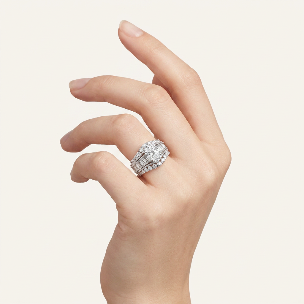 5.12CT Oval Cut Certified Lab Grown Diamond Cluster Ring