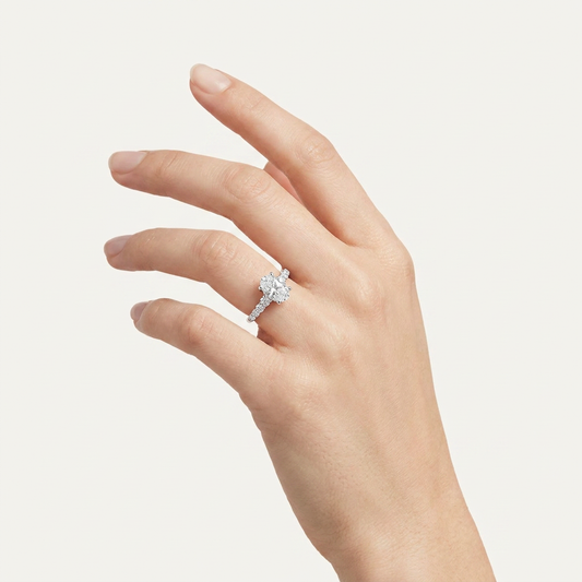 3.75CT Oval Cut Lab Grown Diamond Cluster Ring