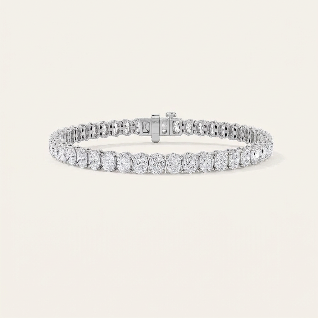 12.5CT Oval Cut Lab Grown Diamond Tennis Bracelet