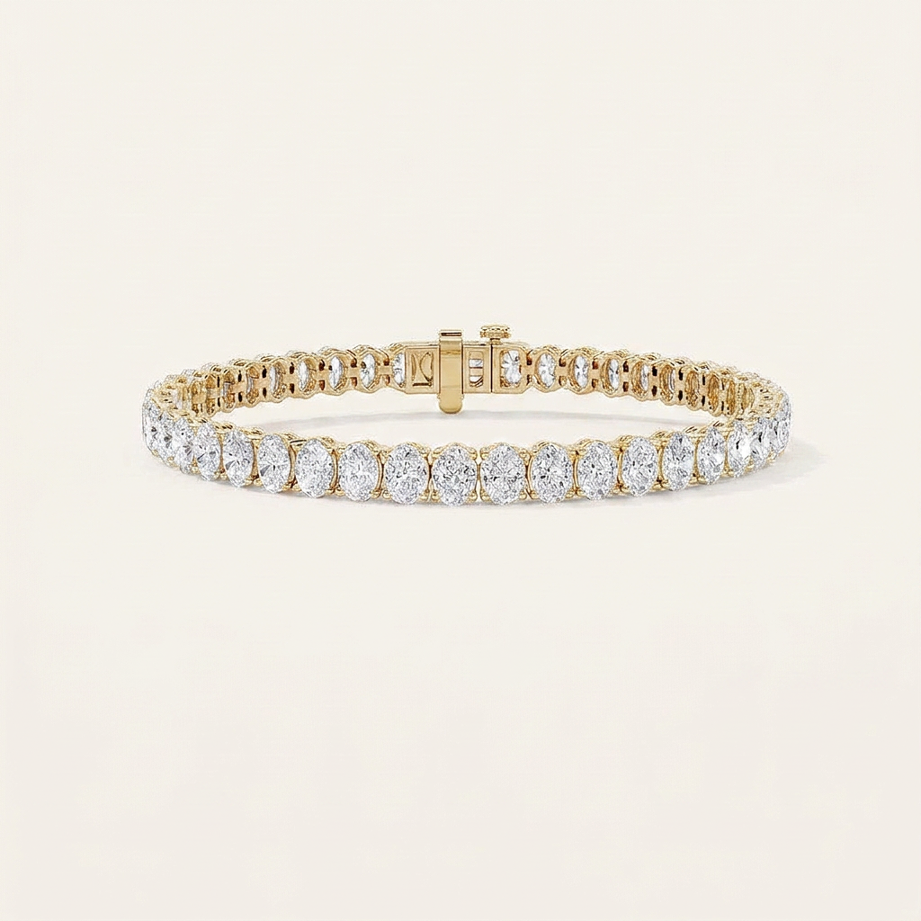 12.5CT Oval Cut Lab Grown Diamond Tennis Bracelet