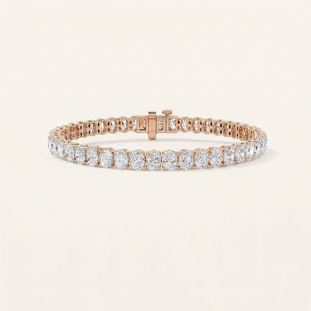 12.5CT Oval Cut Lab Grown Diamond Tennis Bracelet